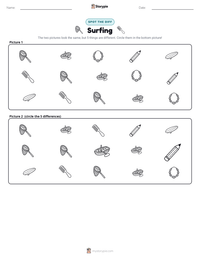 Surfing printable worksheet preview