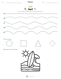 Aperçu de la feuille de travail imprimable Surf