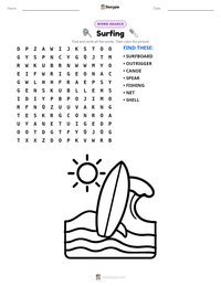 Surfing printable worksheet preview
