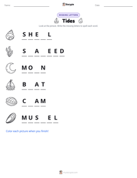 Tides printable worksheet preview