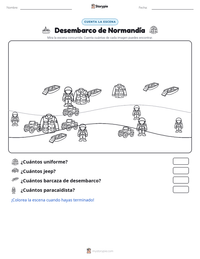 Vista previa de la hoja de trabajo imprimible de Desembarcos del Día D