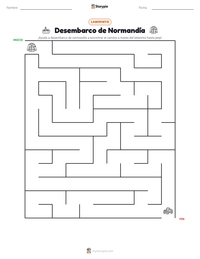 Vista previa de la hoja de trabajo imprimible de Desembarcos del Día D