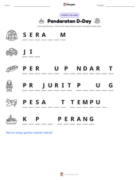 Prabaca lembar kerja cetak Pendaratan D-Day