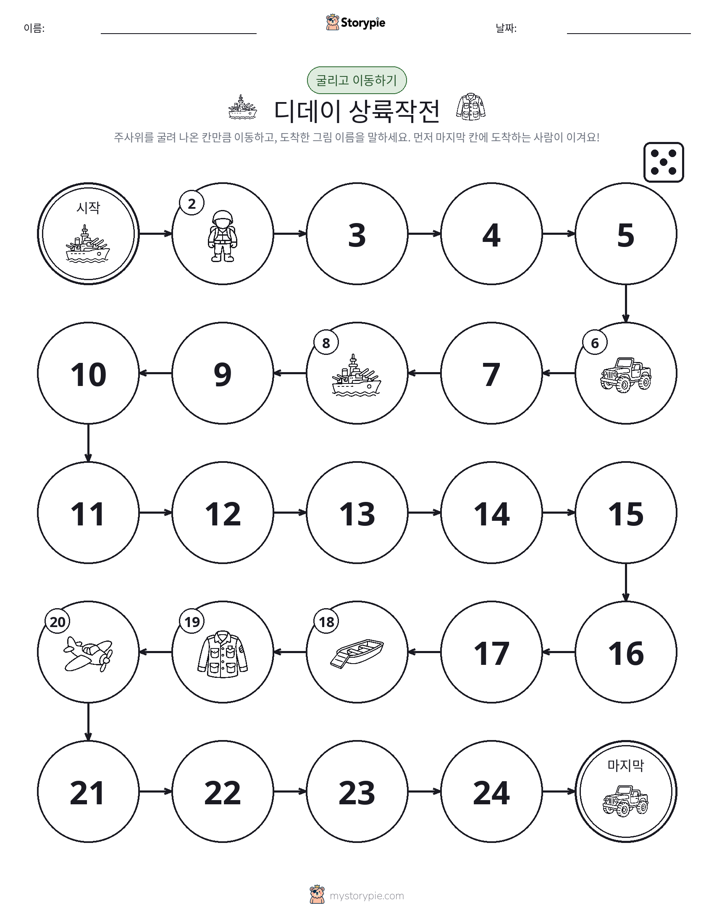 주사위 굴리고 이동하기 게임