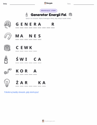 Podgląd drukowalnego arkusza ćwiczeń Generator elektryczny