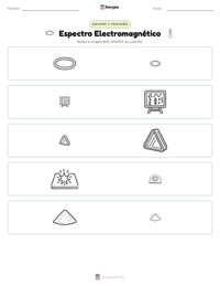 Vista previa de la hoja de trabajo imprimible de Espectro Electromagnético