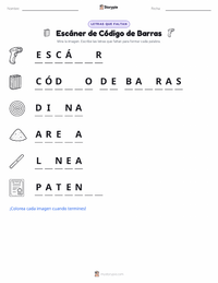 Vista previa de la hoja de trabajo imprimible de Escáner de código de barras