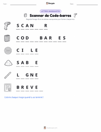 Aperçu de la feuille de travail imprimable Lecteur de code-barres
