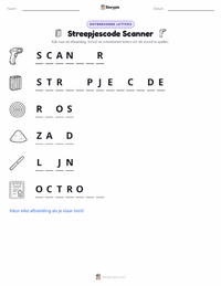 Barcodescanner afdrukbare werkblad voorbeeld
