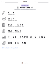 Morse Code printable worksheet preview