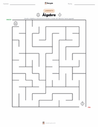 Vista previa de la hoja de trabajo imprimible de Álgebra