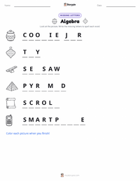 Algebra printable worksheet preview