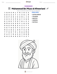 Muhammad ibn Musa al-Khwarizmi afdrukbare werkblad voorbeeld