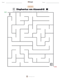 Diophantus van Alexandrië afdrukbare werkblad voorbeeld