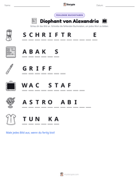 Diophant von Alexandria druckbare Arbeitsblatt Vorschau