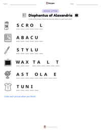 Diophantus of Alexandria printable worksheet preview