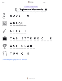 Aperçu de la feuille de travail imprimable Diophante d'Alexandrie