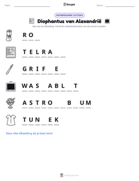 Diophantus van Alexandrië afdrukbare werkblad voorbeeld