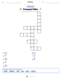 François Viète printable worksheet preview