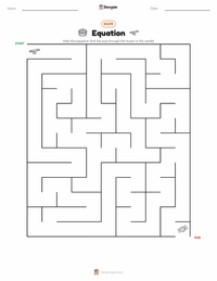 Equation printable worksheet preview