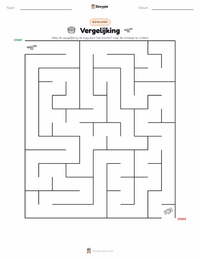 Vergelijking afdrukbare werkblad voorbeeld