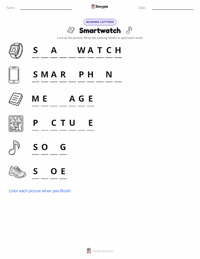 Smartwatch printable worksheet preview