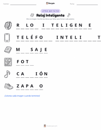 Vista previa de la hoja de trabajo imprimible de Reloj inteligente