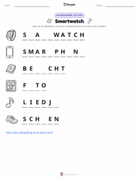Smartwatch afdrukbare werkblad voorbeeld