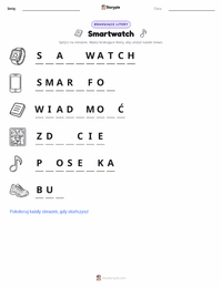Podgląd drukowalnego arkusza ćwiczeń Smartwatch