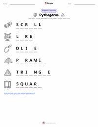 Pythagoras printable worksheet preview