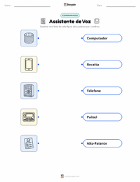 Folha de atividades imprimível Assistente de Voz para crianças