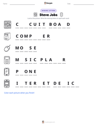 Steve Jobs printable worksheet preview