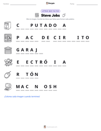 Vista previa de la hoja de trabajo imprimible de Steve Jobs