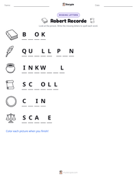 Robert Recorde printable worksheet preview