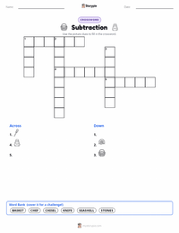 Subtraction printable worksheet preview