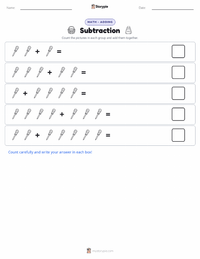 Subtraction printable worksheet preview