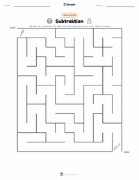 Subtraktion druckbare Arbeitsblatt Vorschau