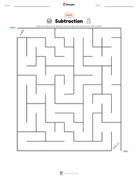 Subtraction printable worksheet preview