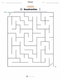 Aperçu de la feuille de travail imprimable Soustraction