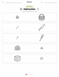 Subtraction printable worksheet preview