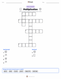 Aperçu de la feuille de travail imprimable Multiplication
