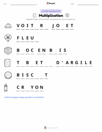 Aperçu de la feuille de travail imprimable Multiplication