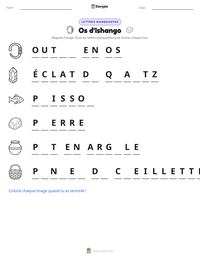 Aperçu de la feuille de travail imprimable Os d'Ishango