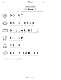 Zero printable worksheet preview