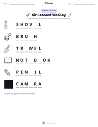 Sir Leonard Woolley printable worksheet preview