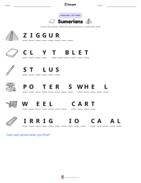 Sumerians printable worksheet preview