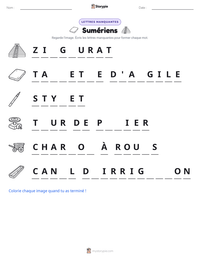 Aperçu de la feuille de travail imprimable Sumériens