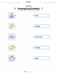 Thanksgiving (holiday) printable worksheet for kids