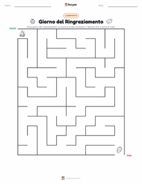 Anteprima della scheda stampabile di Giorno del Ringraziamento (festività)