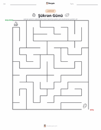 Şükran Günü (bayram) yazdırılabilir çalışma sayfası önizlemesi